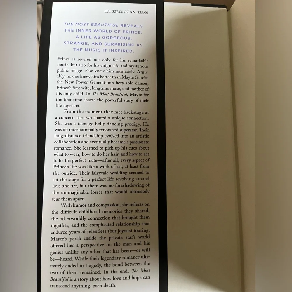 The most beautiful. My life with Prince by Mayte Garcia. Hardcover Book. NWT